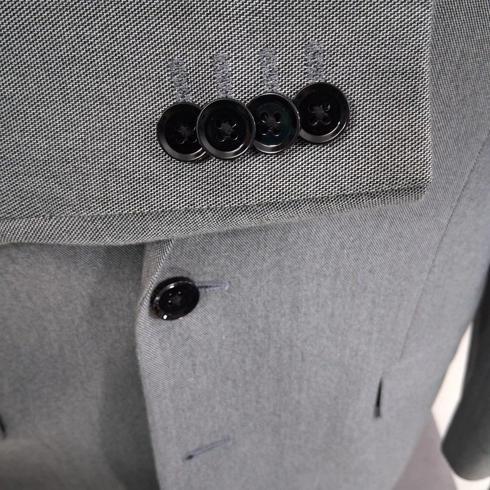 Express Suit Mens 44R 38x30 Gray Extra Slim Fit Two Button Professional Modern